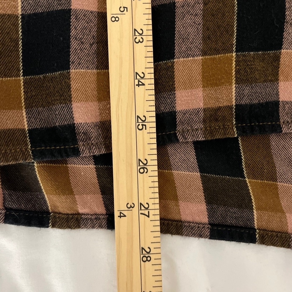 Madewell Preppy Plaid Flannel Button Down Shirt Brown Tan Black Cotton Size XS - Picture 8 of 9